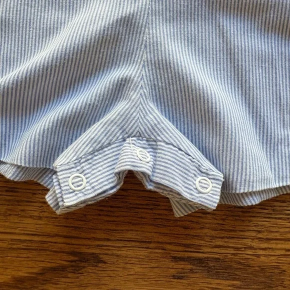 Samara 3T Vintage blue and white Striped Jon-Jon with Baseball/B applique - Picture 12 of 14